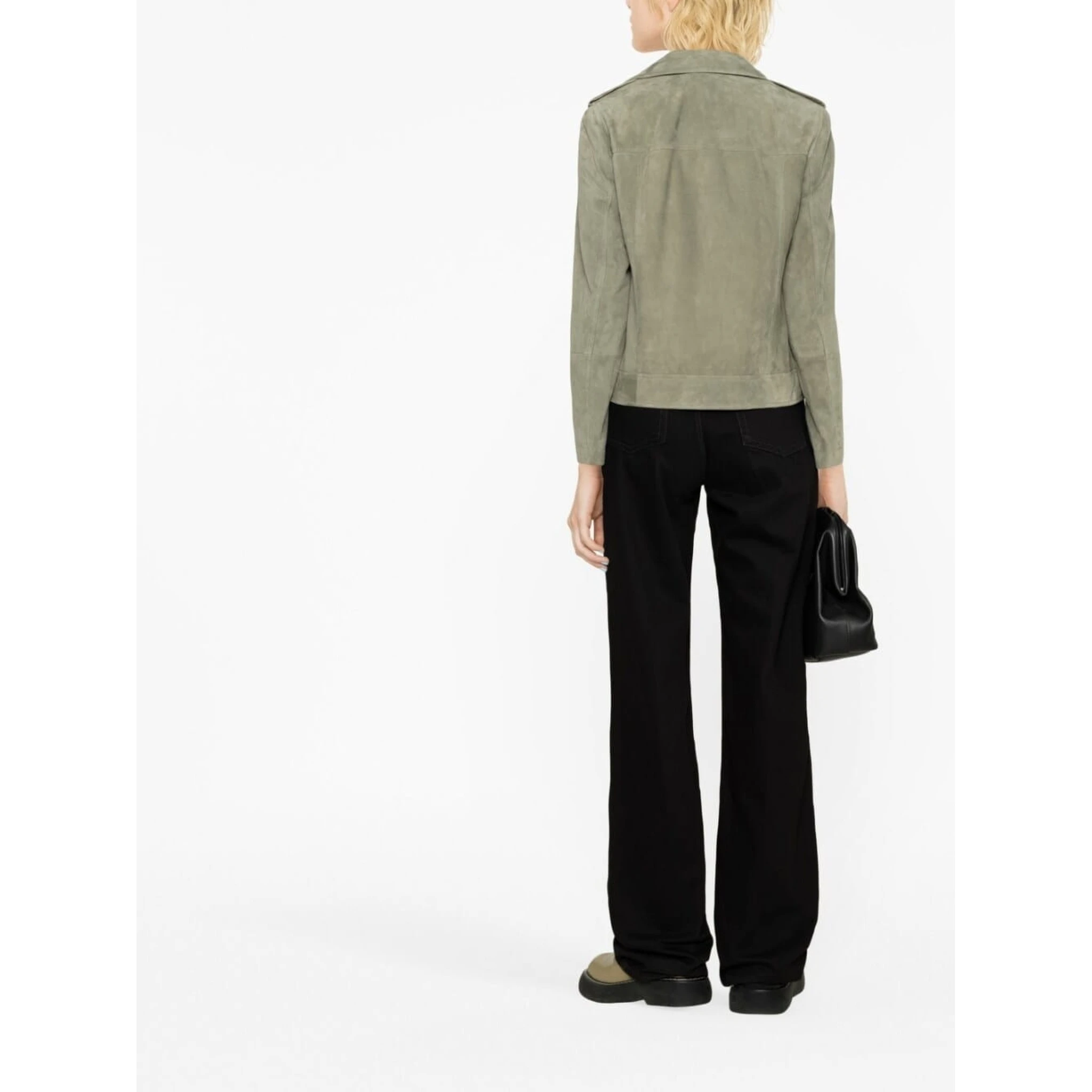 Suede Zip-up Biker Jacket In Brown