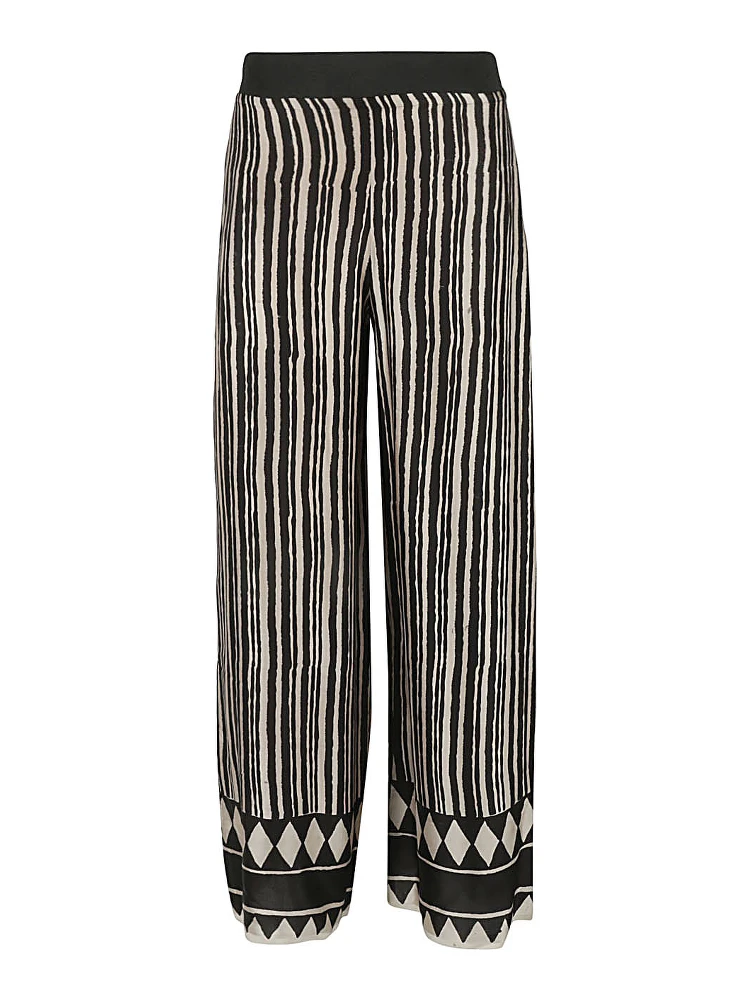 Obidi Striped Silk Trousers In Beige