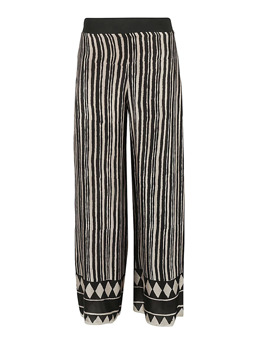 Obidi Striped Silk Trousers In Beige