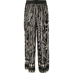 Obidi Striped Silk Trousers In Beige