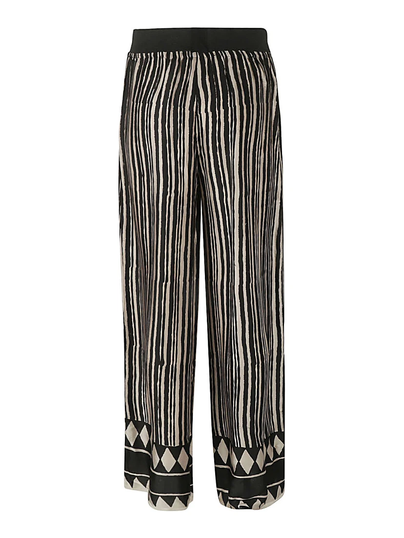 Obidi Striped Silk Trousers In Beige