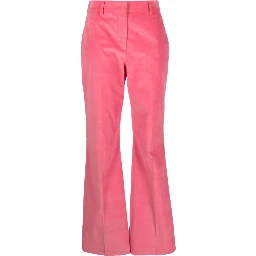 Velvet High-waisted Straight Trousers In Pink