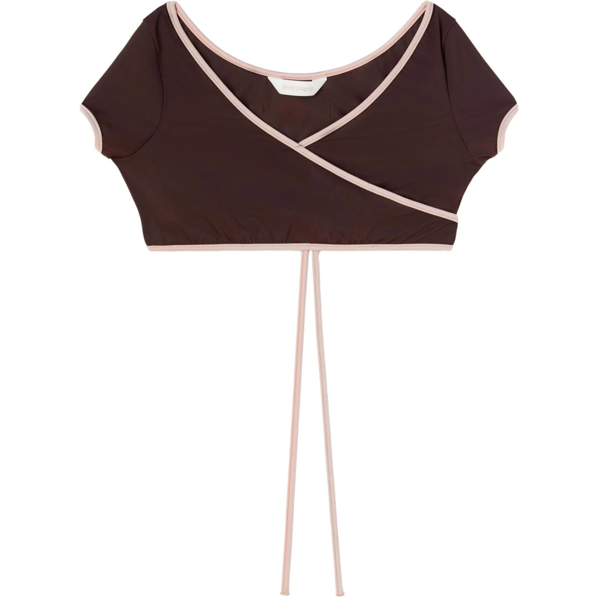 Cap-sleeves Bikini Top In Brown