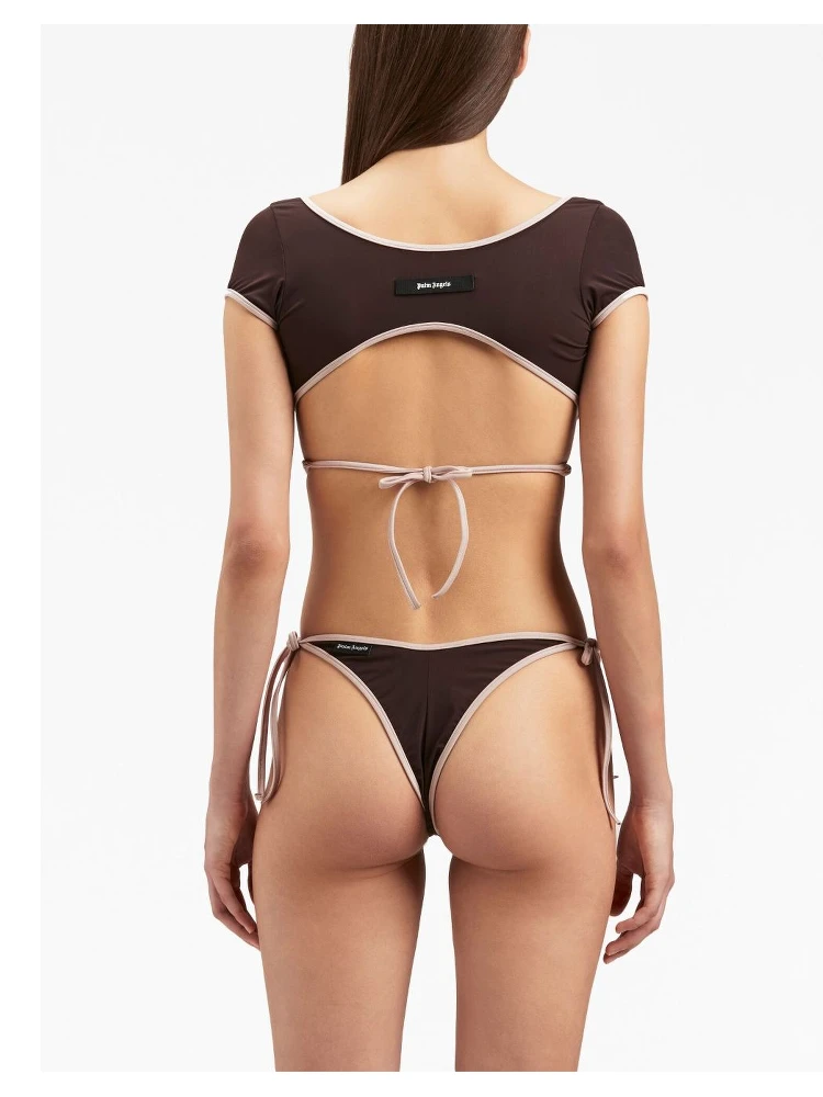 Cap-sleeves Bikini Top In Brown alternative