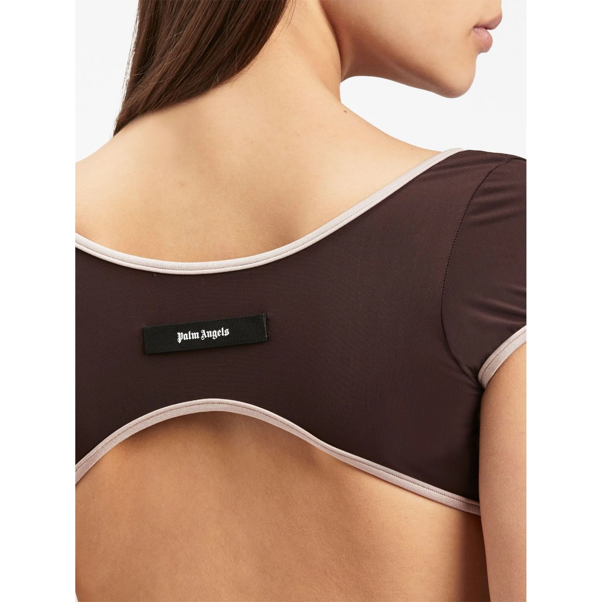 Cap-sleeves Bikini Top In Brown