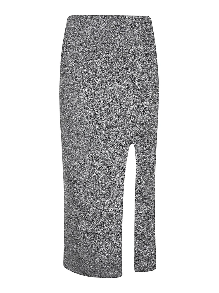 Dark Grey Viscose Midi Skirt