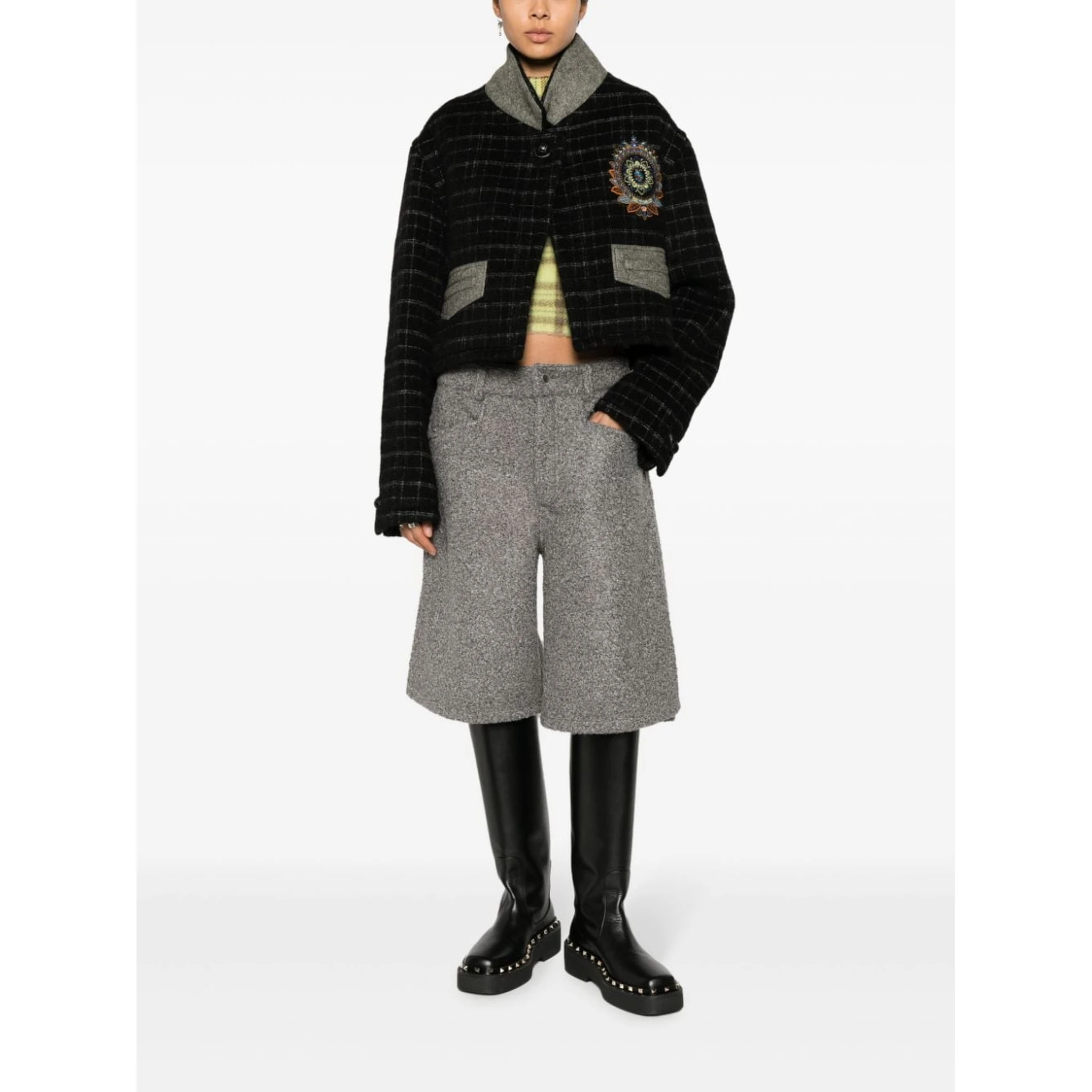 Checked Cropped Jacket