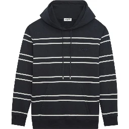 Striped Hooded Sweatshirt In Black