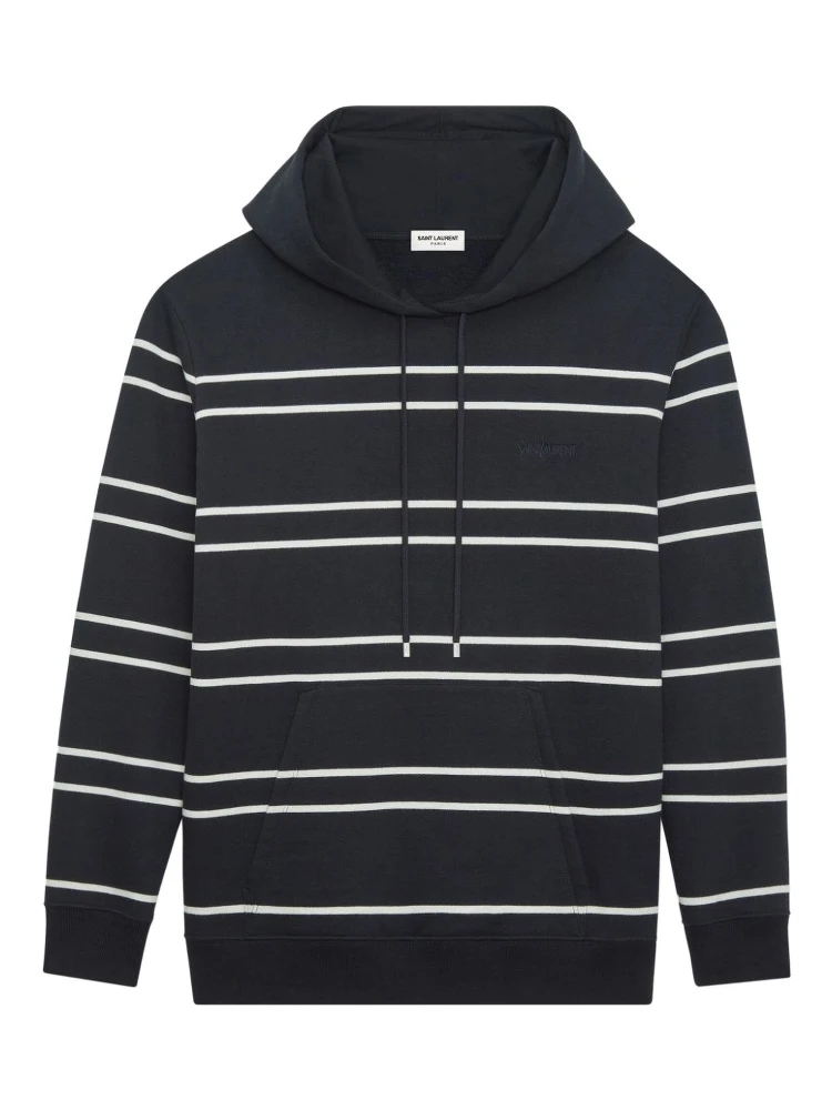 Striped Hooded Sweatshirt In Black