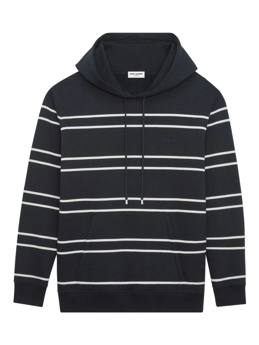 Striped Hooded Sweatshirt In Black
