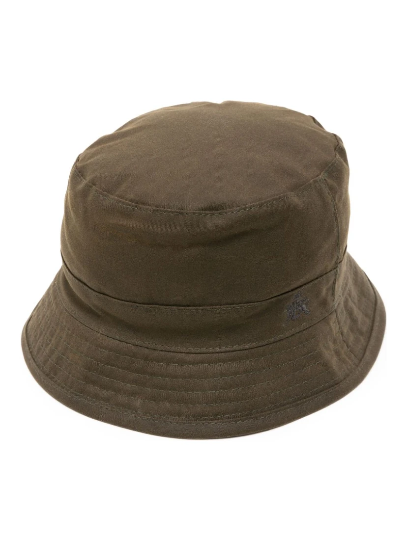 logo-embroidered waxed-cotton bucket hat