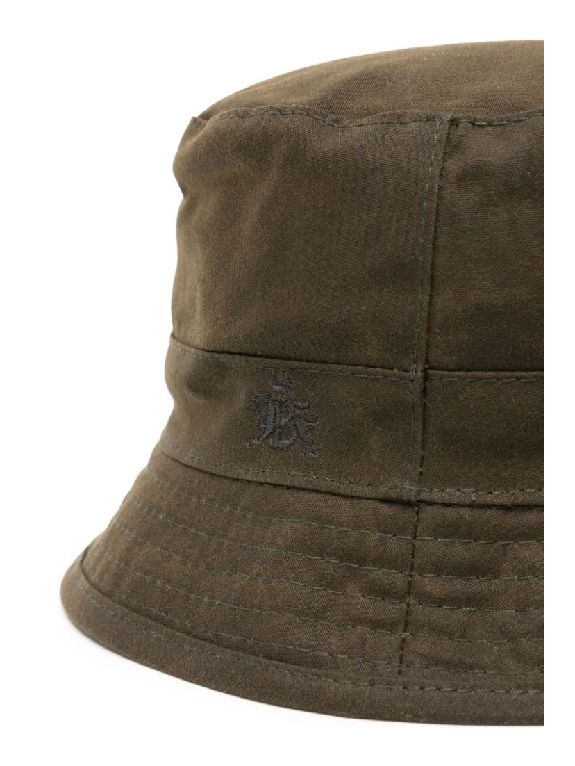 logo-embroidered waxed-cotton bucket hat