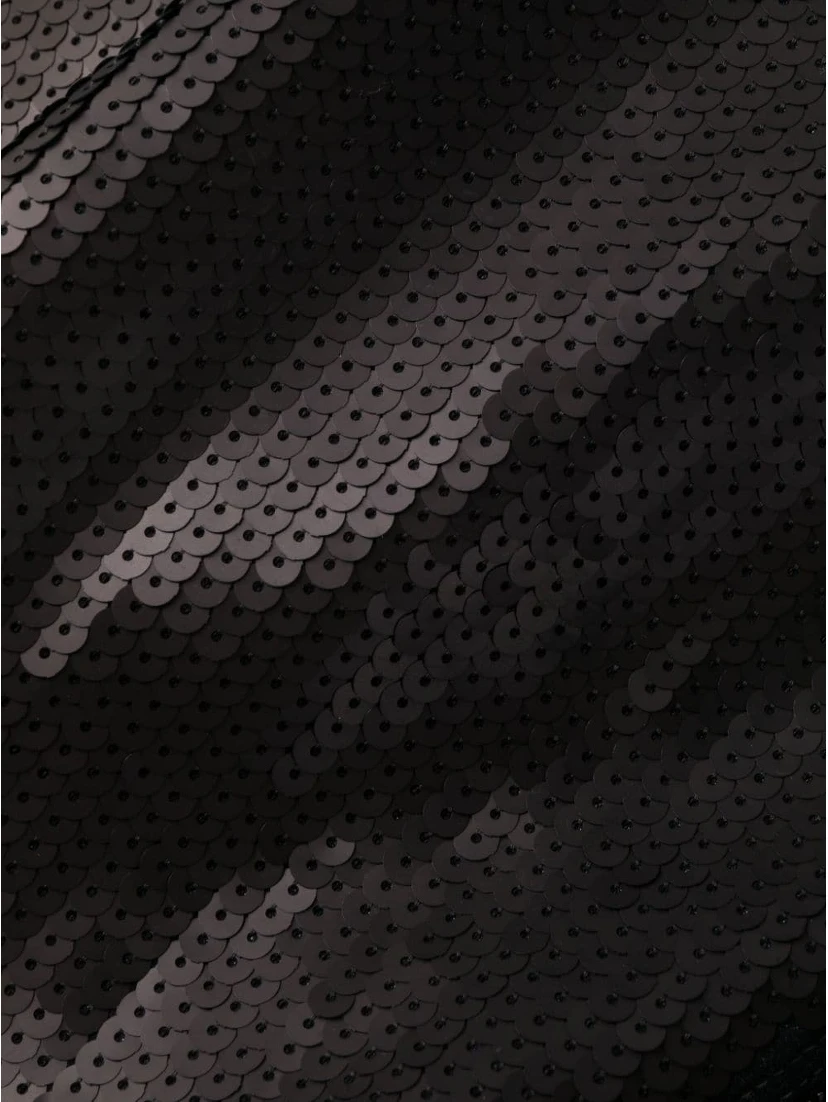 Asymmetric-neck Sequinned Maxi Dress In Black