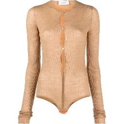 Ribbed-Knit Button-Up Bodysuit
