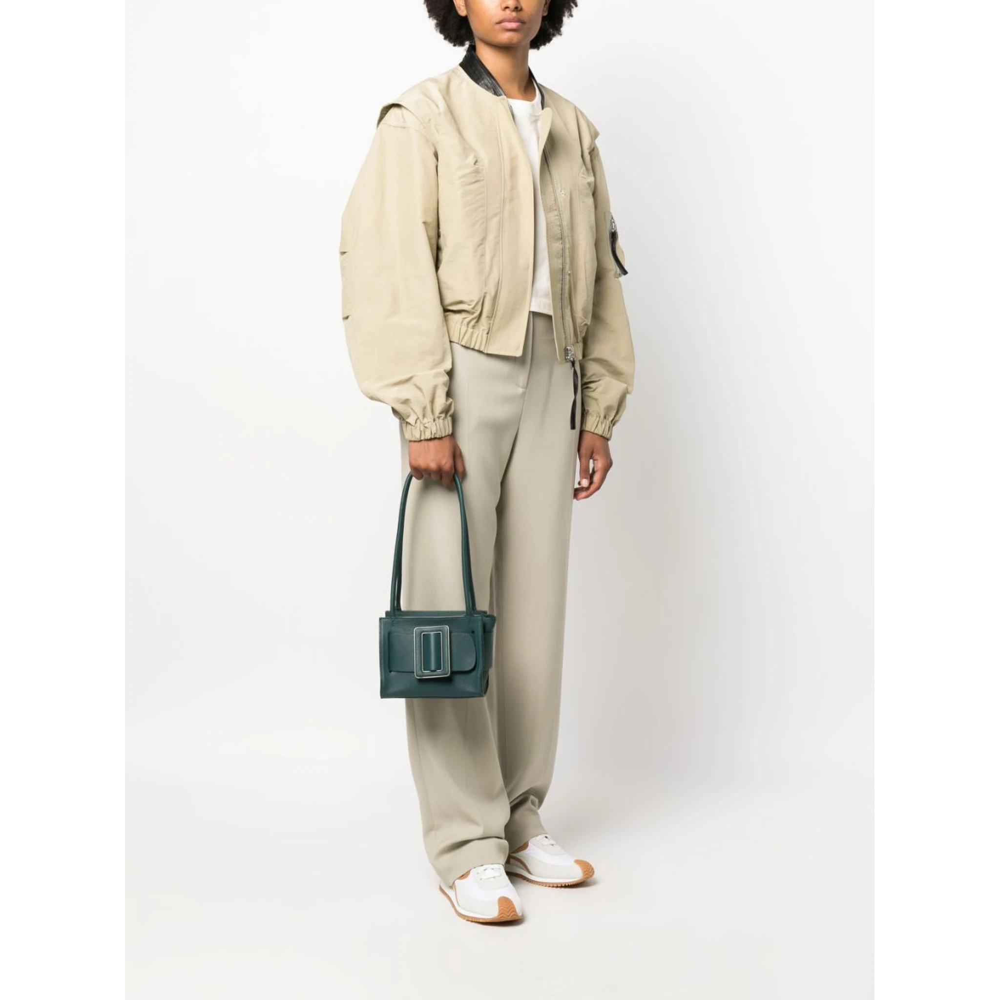 Soft Leather Tote Bag With Buckle Detail In Blue