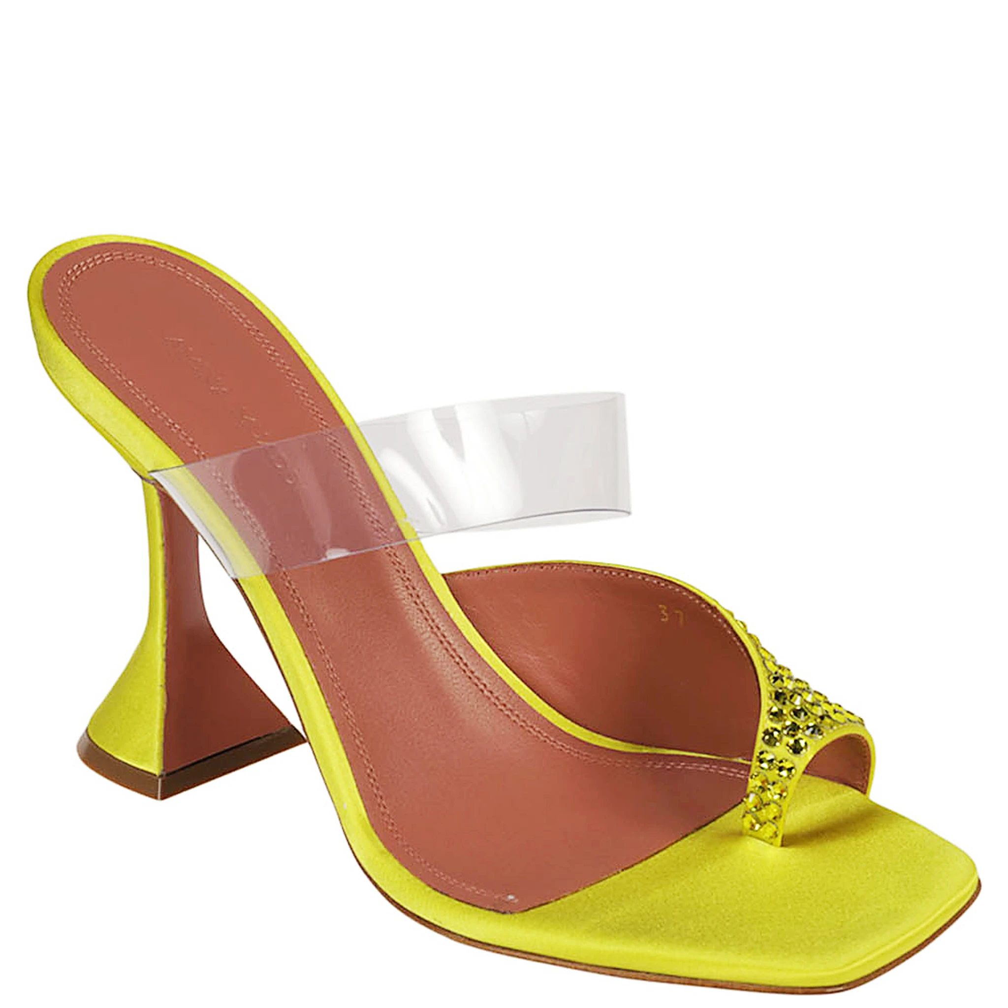 Amina Muaddi Woman Sandals Acid Green Size 6 Textile Fibers