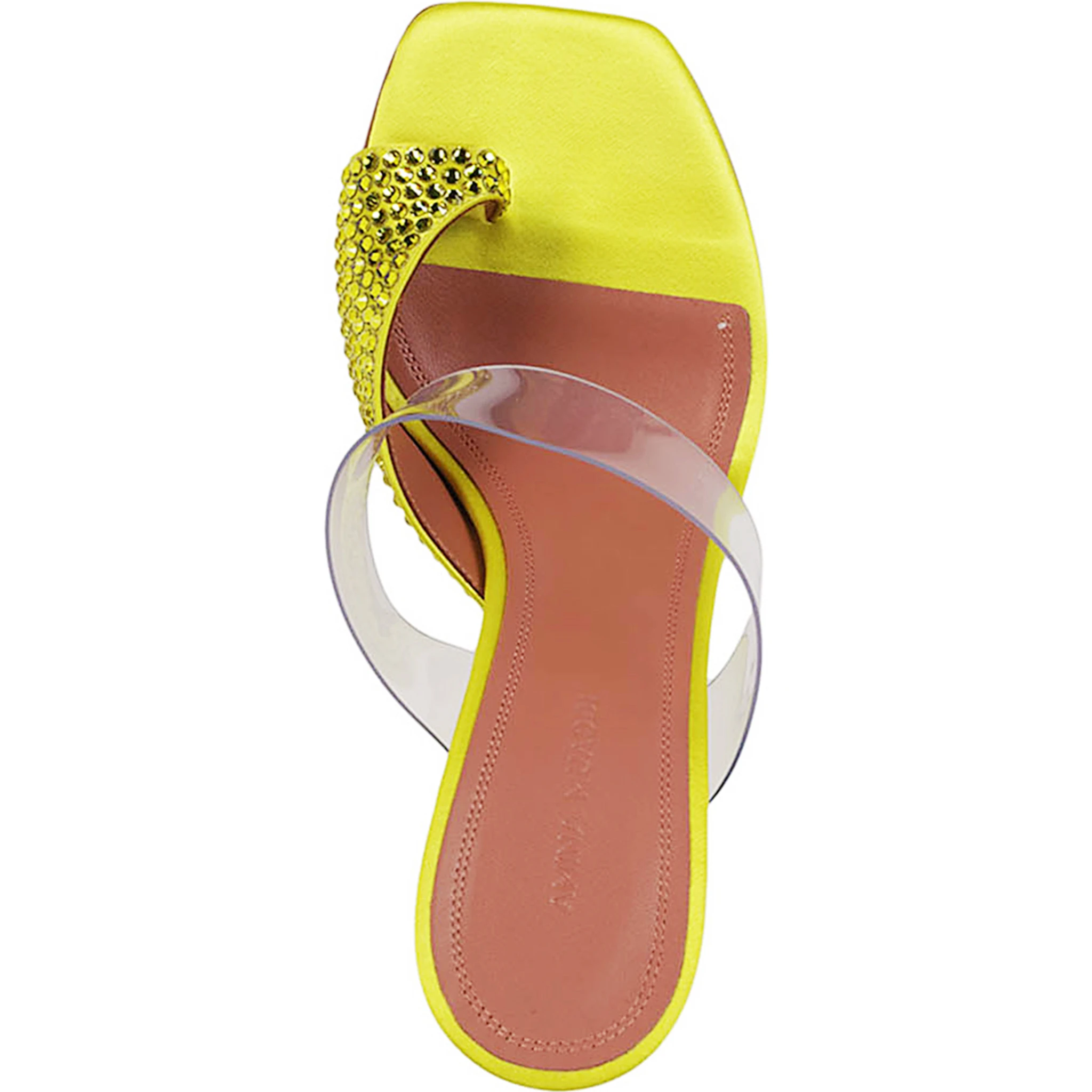 Amina Muaddi Woman Sandals Acid Green Size 6 Textile Fibers