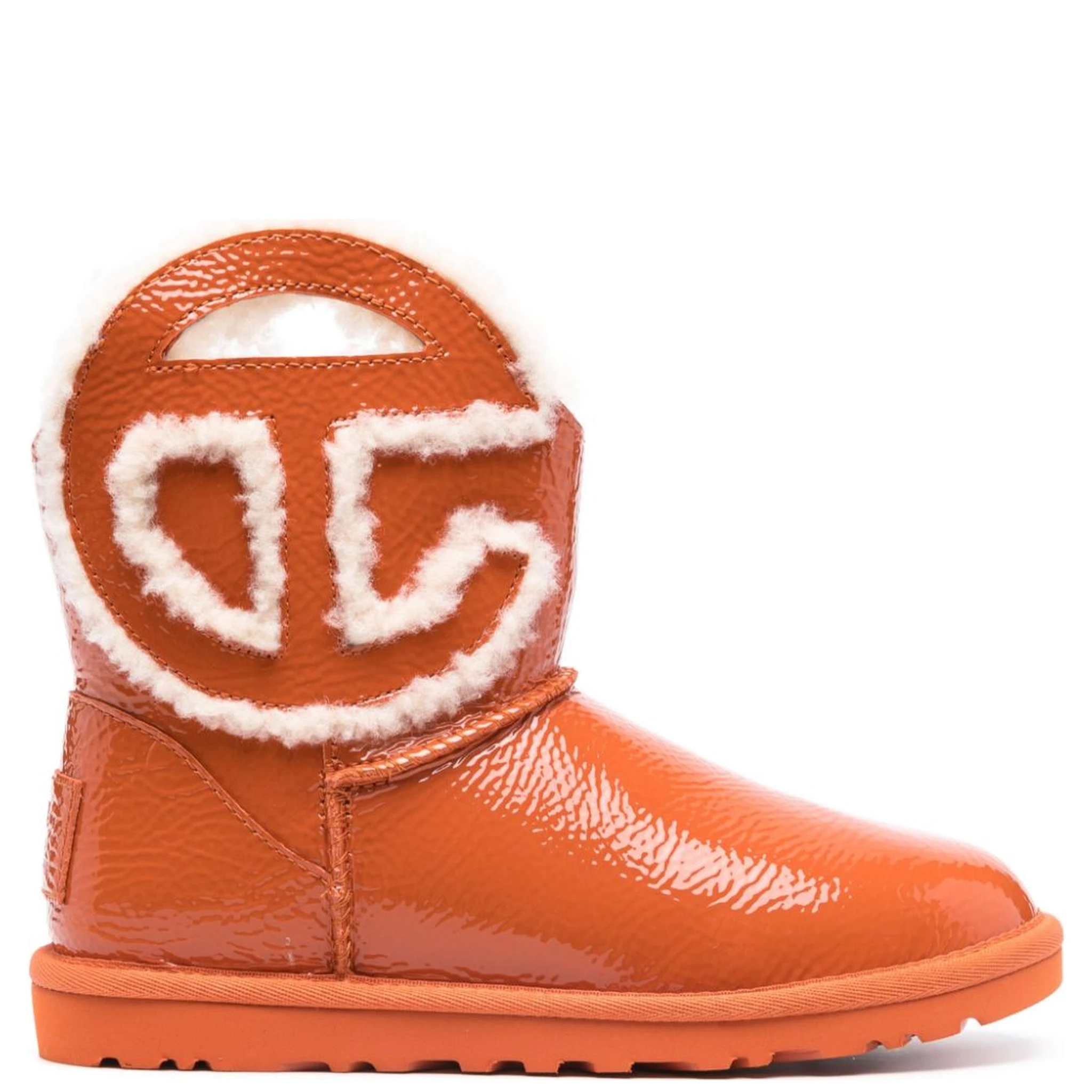 Orange Leather X Telfar Logo Mini Crinkle Ankle Boots