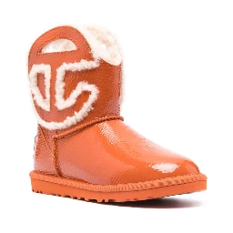 Orange Leather X Telfar Logo Mini Crinkle Ankle Boots