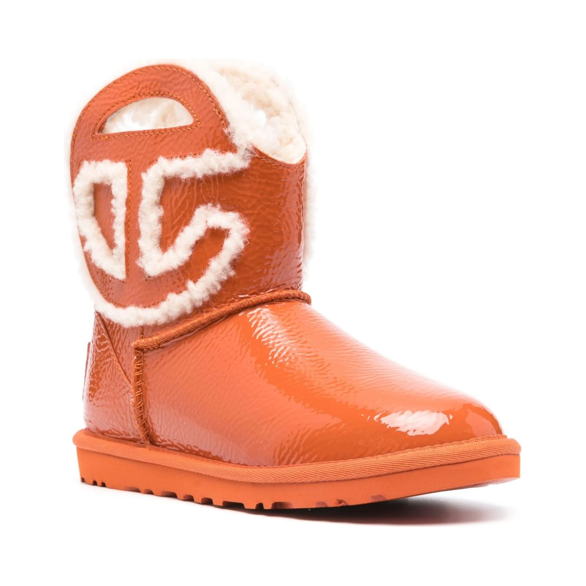 Orange Leather X Telfar Logo Mini Crinkle Ankle Boots