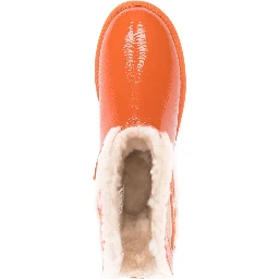 Orange Leather X Telfar Logo Mini Crinkle Ankle Boots
