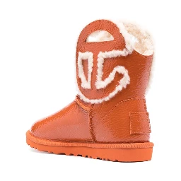 Orange Leather X Telfar Logo Mini Crinkle Ankle Boots