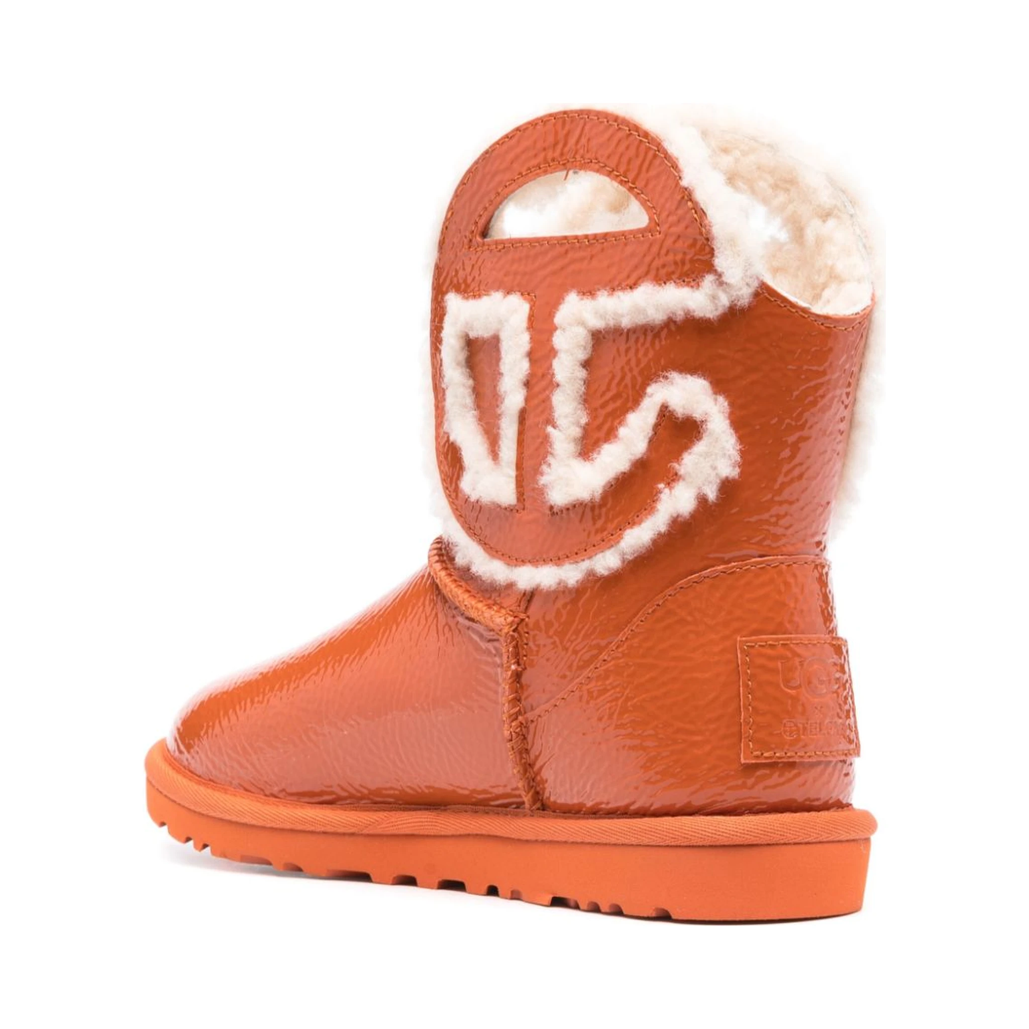 Orange Leather X Telfar Logo Mini Crinkle Ankle Boots