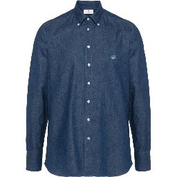 ETRO Button-down Collar Cotton Shirt In Blue