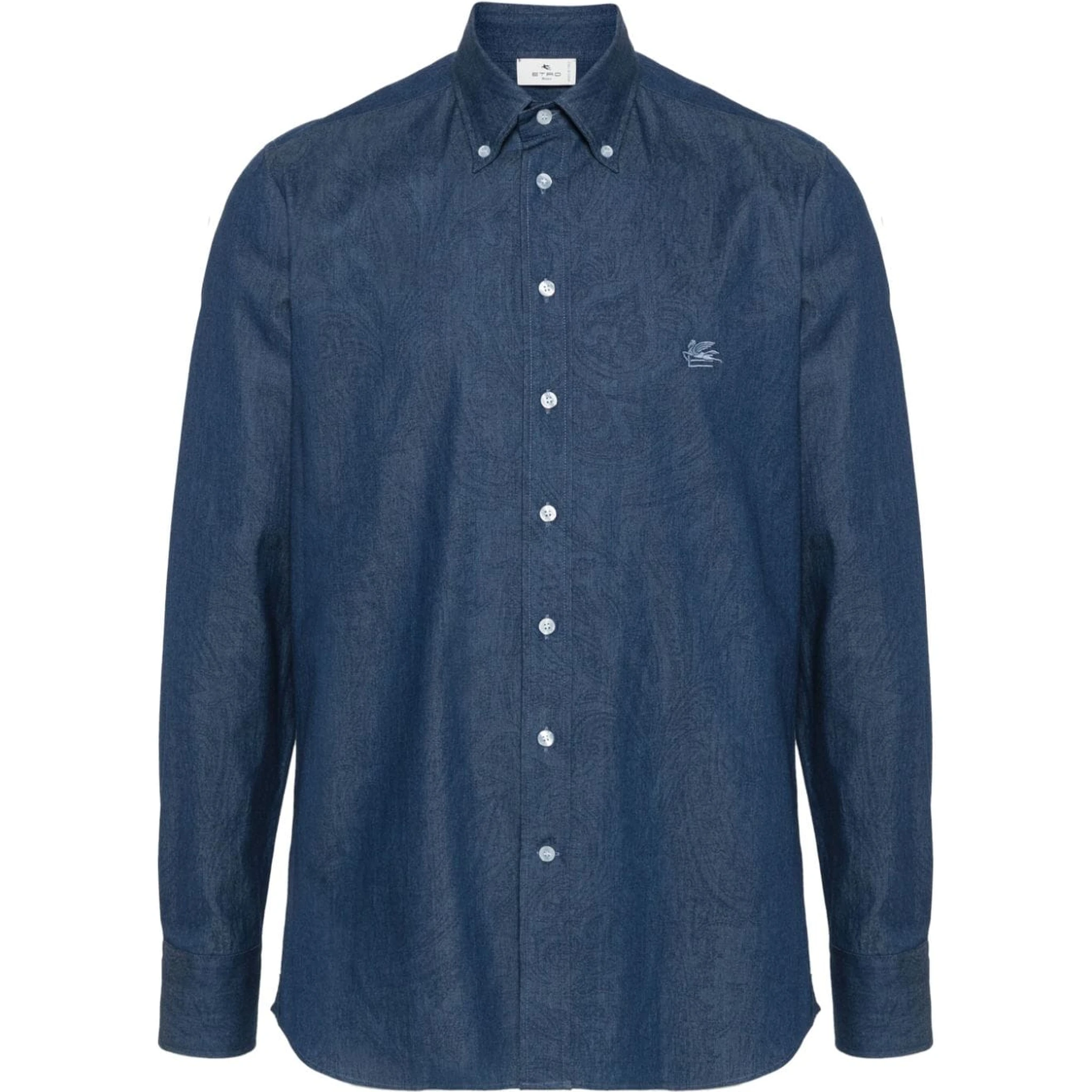 ETRO Button-down Collar Cotton Shirt In Blue