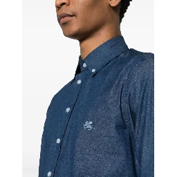ETRO Button-down Collar Cotton Shirt In Blue