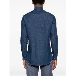 ETRO Button-down Collar Cotton Shirt In Blue