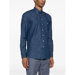 ETRO Button-down Collar Cotton Shirt In Blue