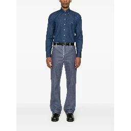 ETRO Button-down Collar Cotton Shirt In Blue