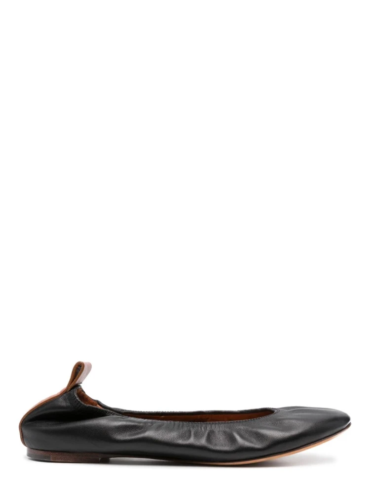 LANVIN Leather Ballerina Shoes In Black