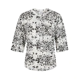 Linen Geometric Pattern T-shirt In White