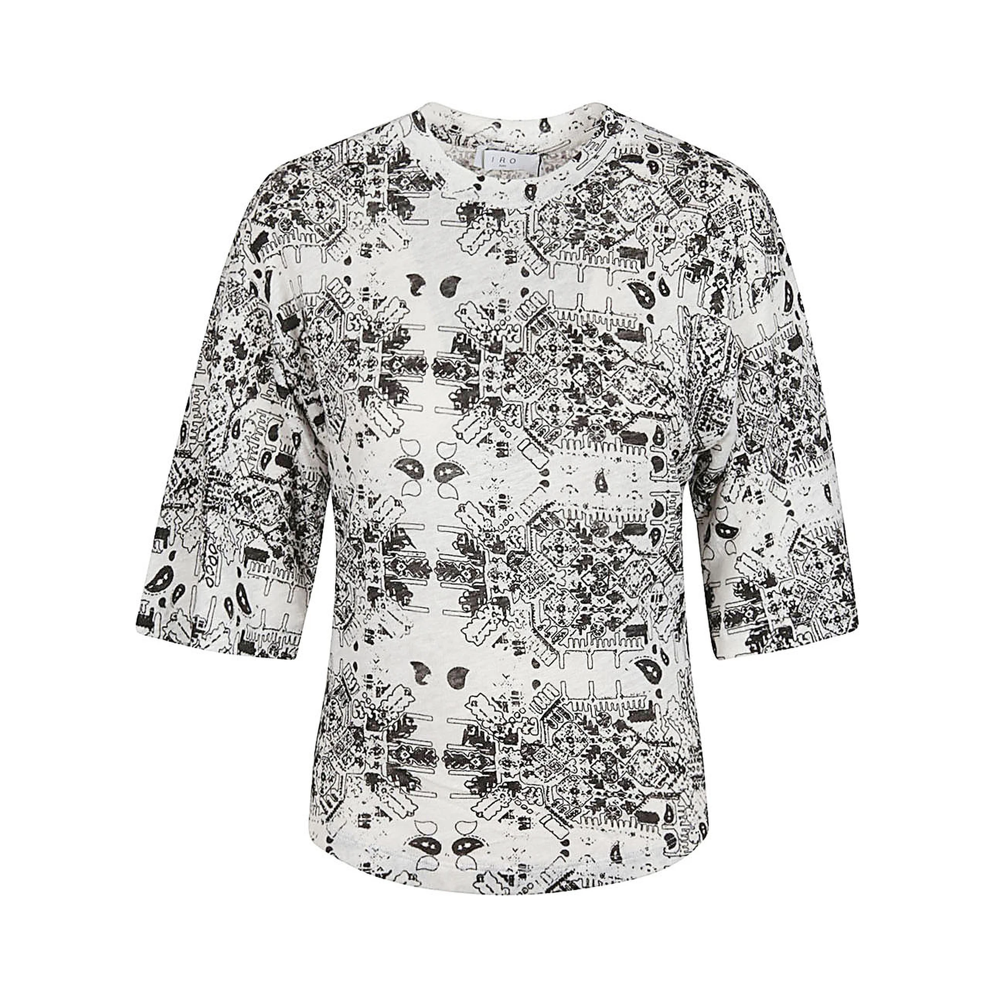 Linen Geometric Pattern T-shirt In White