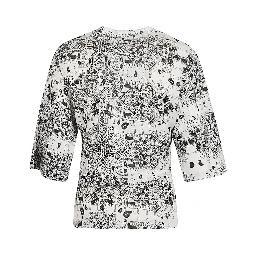 Linen Geometric Pattern T-shirt In White