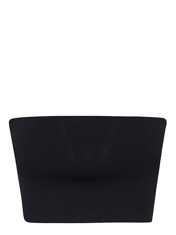 Blue Viscose Bandeau Top In Nero