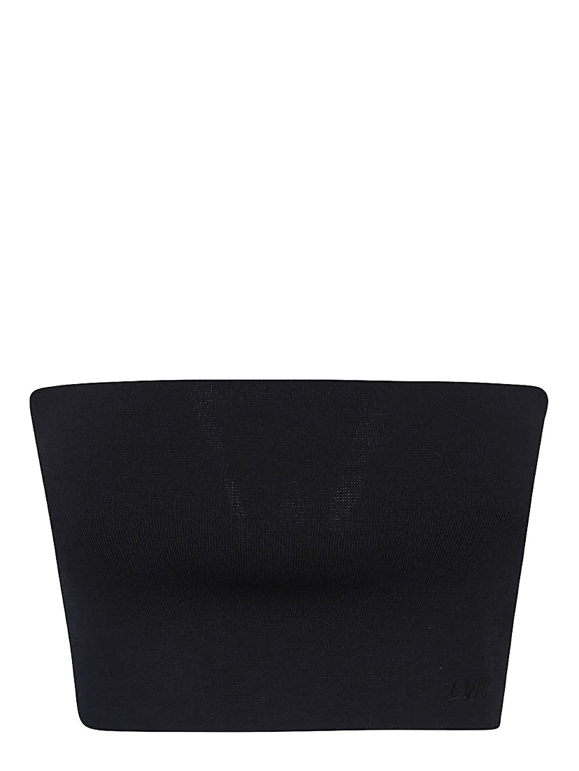 Blue Viscose Bandeau Top In Nero