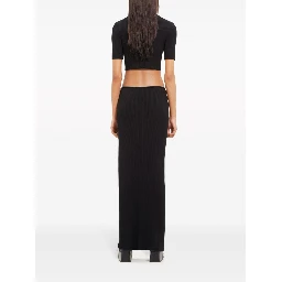 Tube ribbed-knit long skirt
