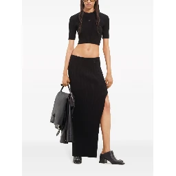 Tube ribbed-knit long skirt