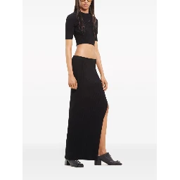 Tube ribbed-knit long skirt