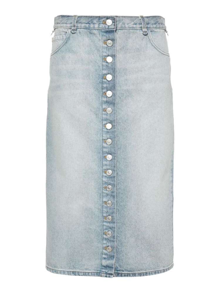 Courreges Pre Denim Midi Skirt In Blue