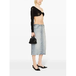 Courreges Pre Denim Midi Skirt In Blue