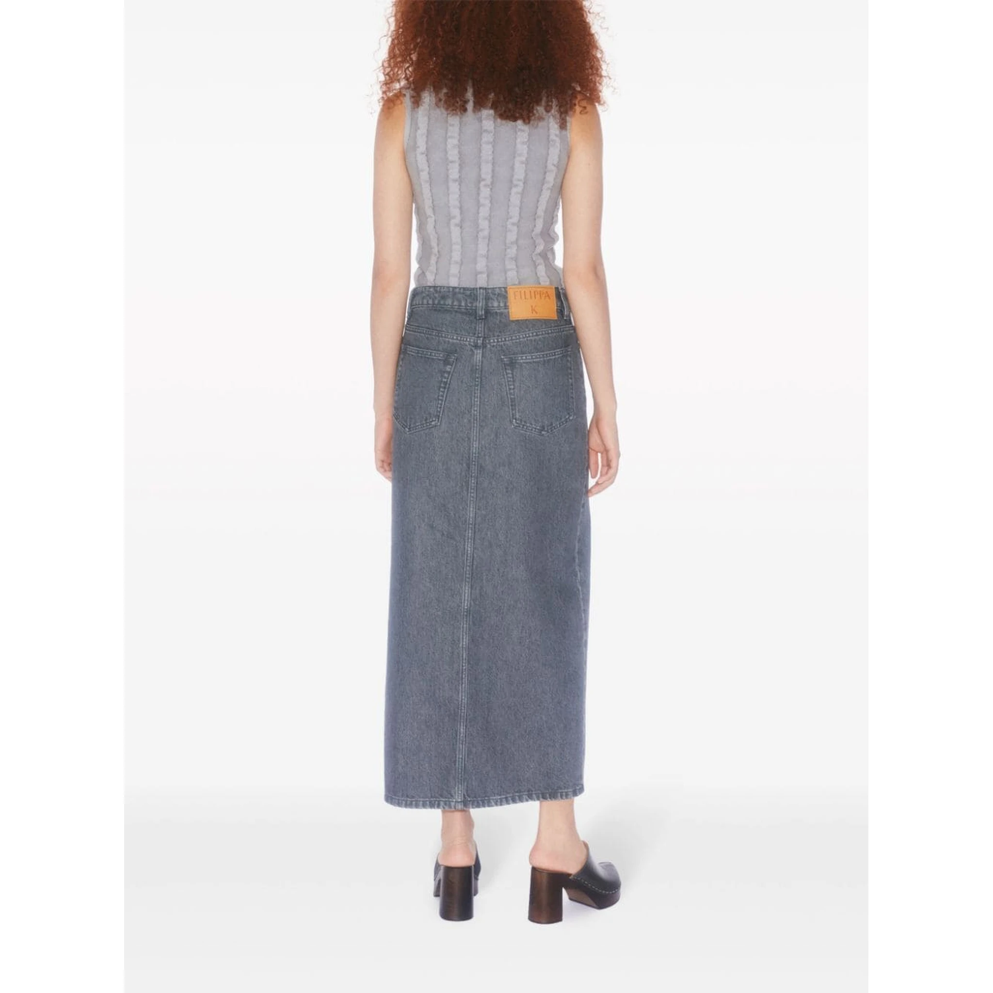 front-slit organic cotton maxi skirt