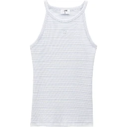 monogram-embroidered striped organic cotton tank top