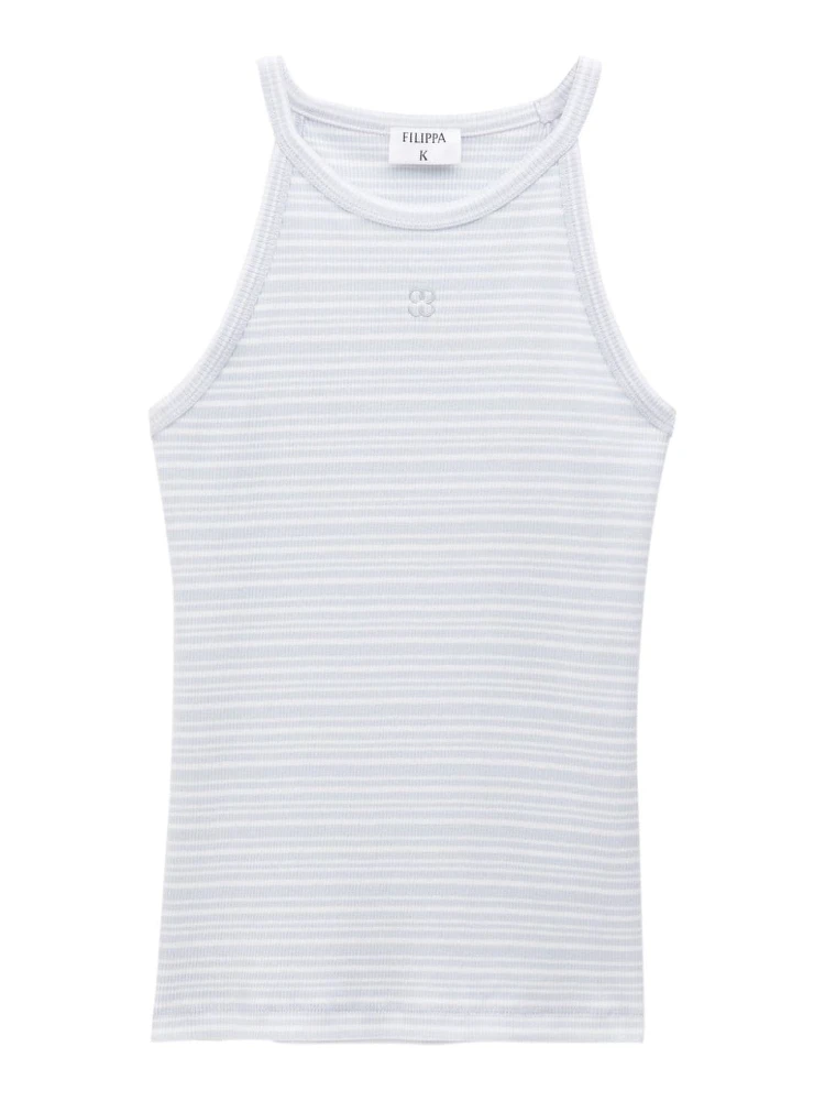 monogram-embroidered striped organic cotton tank top