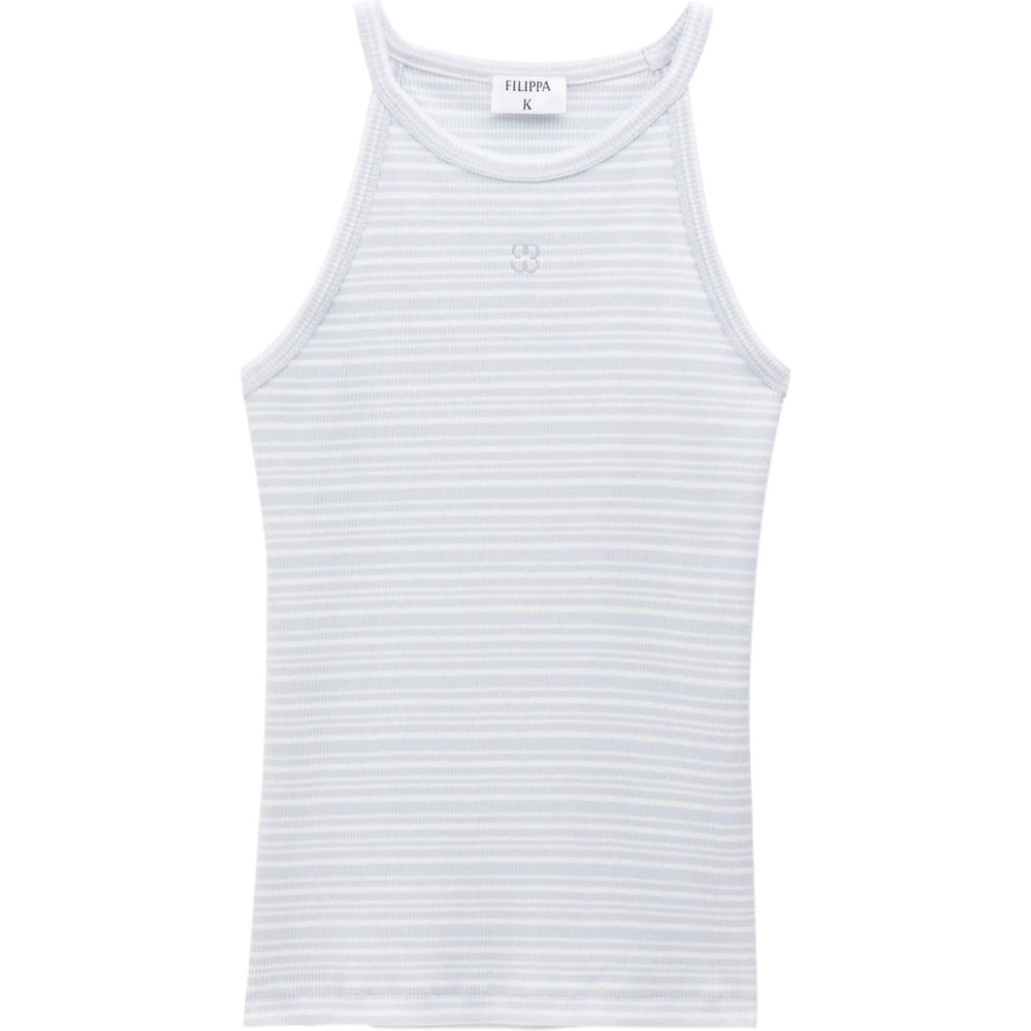 monogram-embroidered striped organic cotton tank top