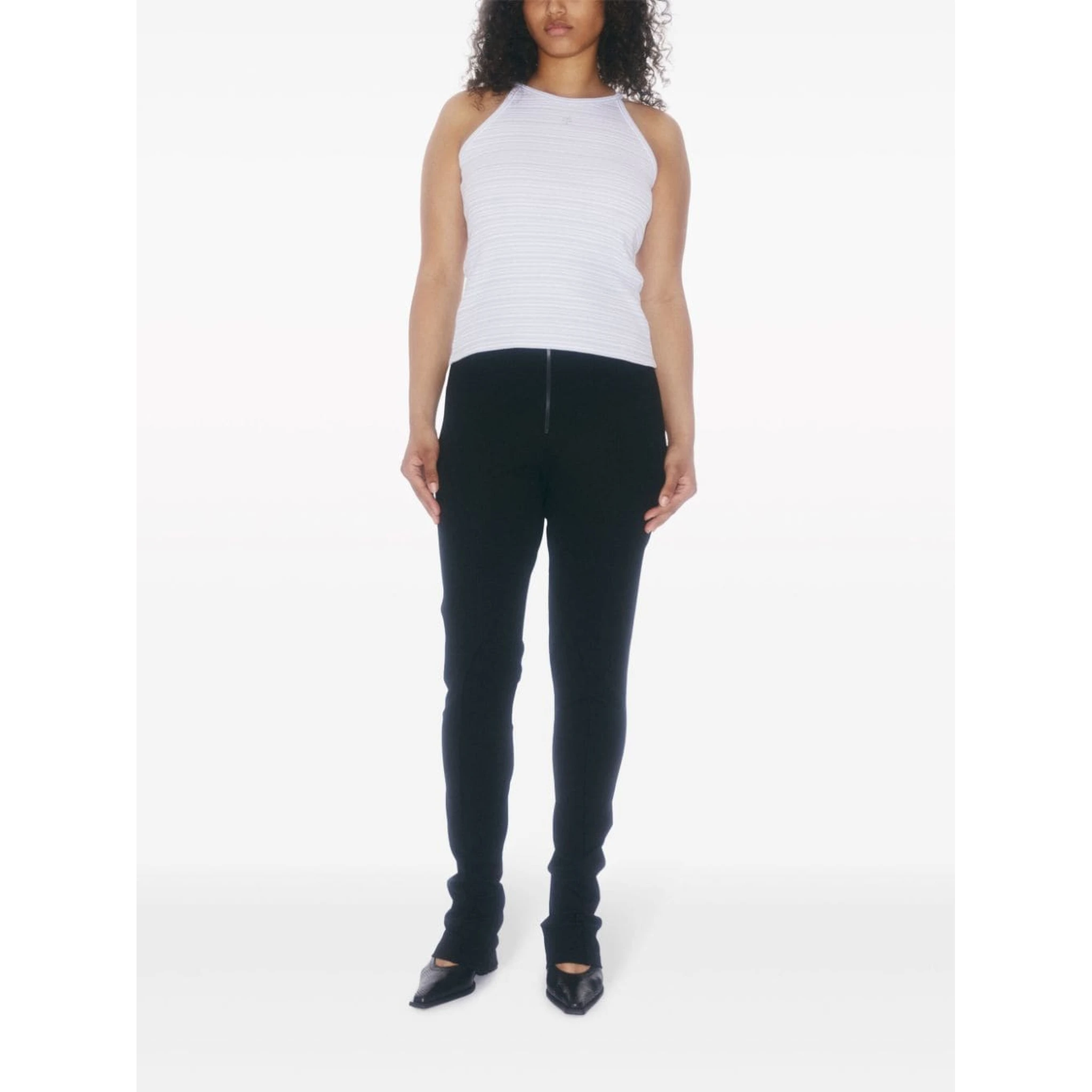 monogram-embroidered striped organic cotton tank top