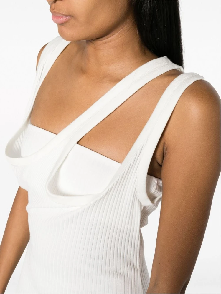 asymmetric-neckline ribbed dress alternative